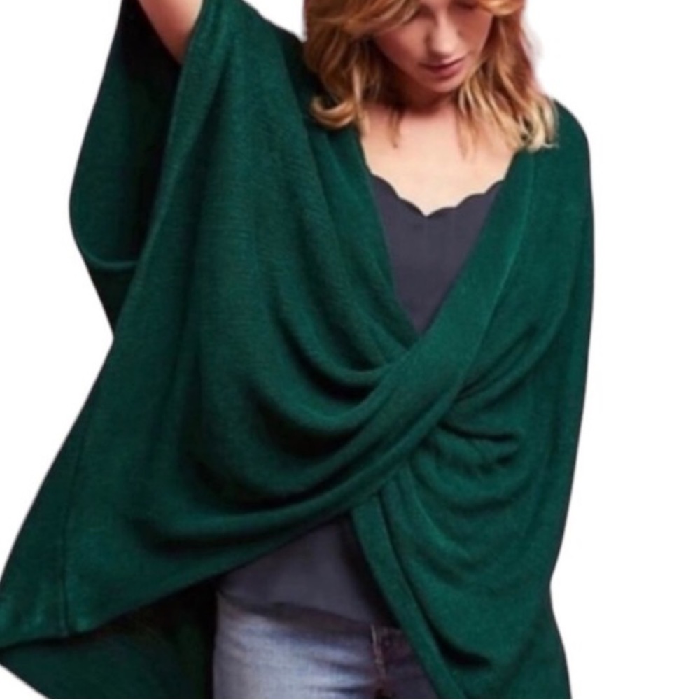 Anthropologie Sleeping On Snow Knit Twist Front Oversized Bronte Poncho Sweater